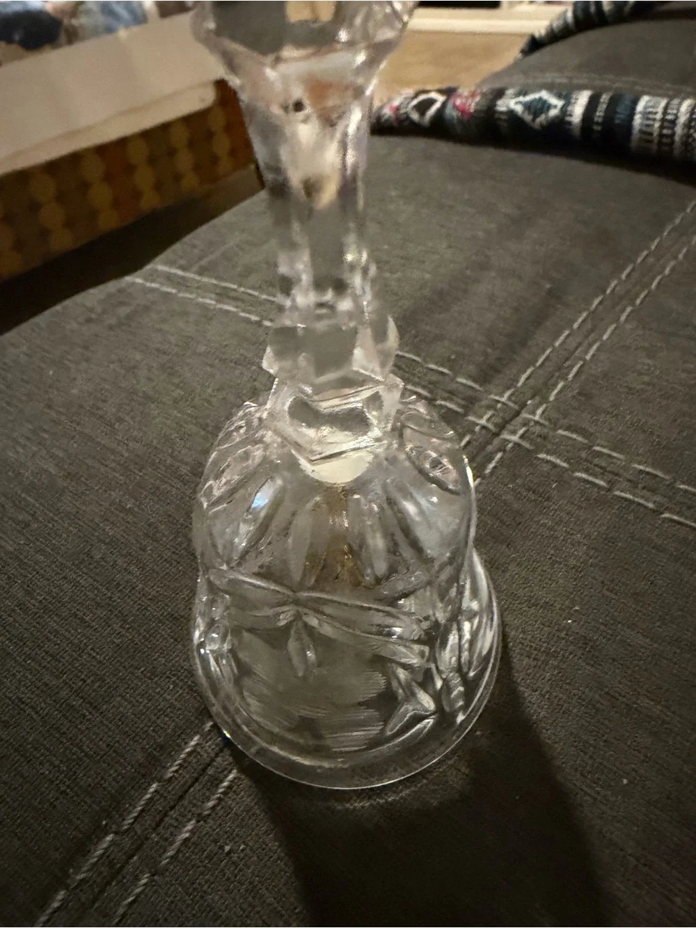 Clear Pressed Glass Decorative Bell